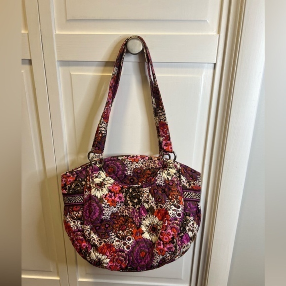 Vera Bradley Rosewood Shoulder Bag Color Purple,Pink,Brown, And Orange